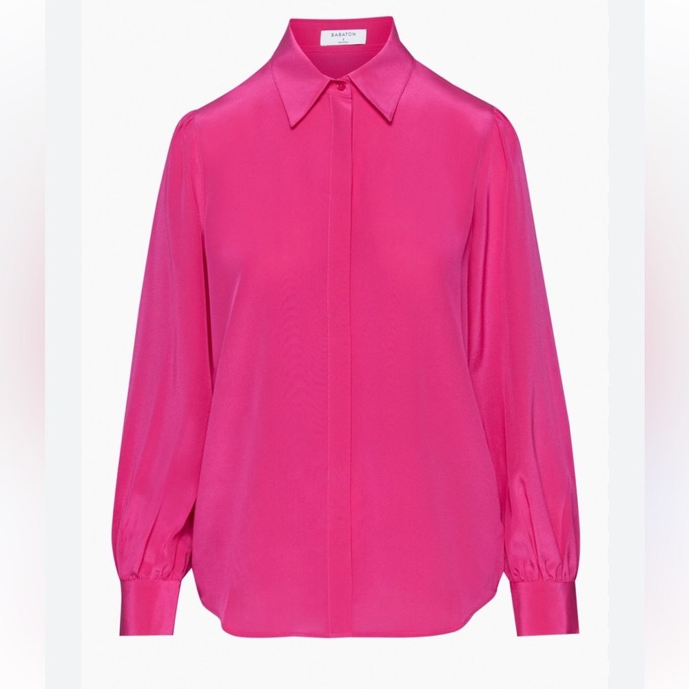 Babaton Aritzia Finta Women's Hot Pink Blouse Shirt XS